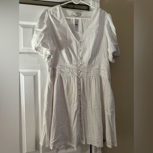 LOFT White Mini Dress with Button Detail